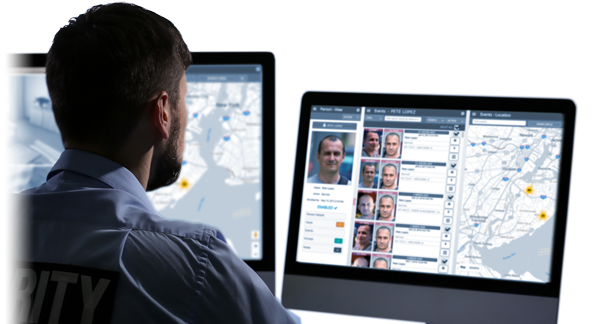 Person using facial recognition software