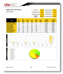 Call reporting document with stats