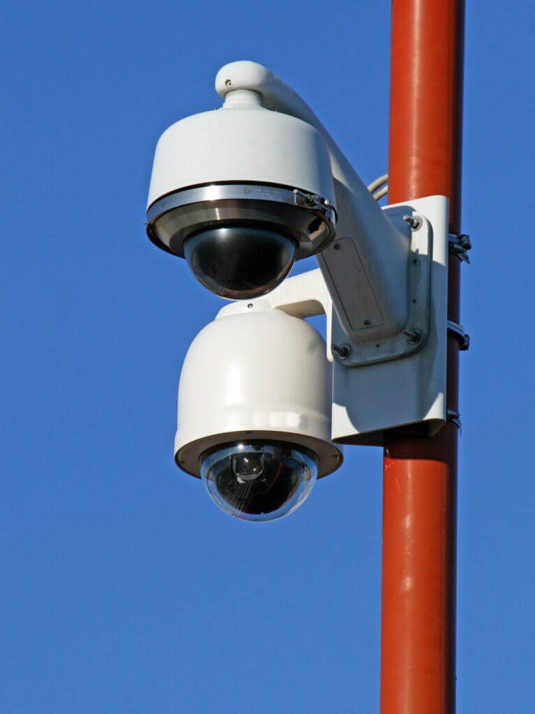 CCTV cameras attached to pole