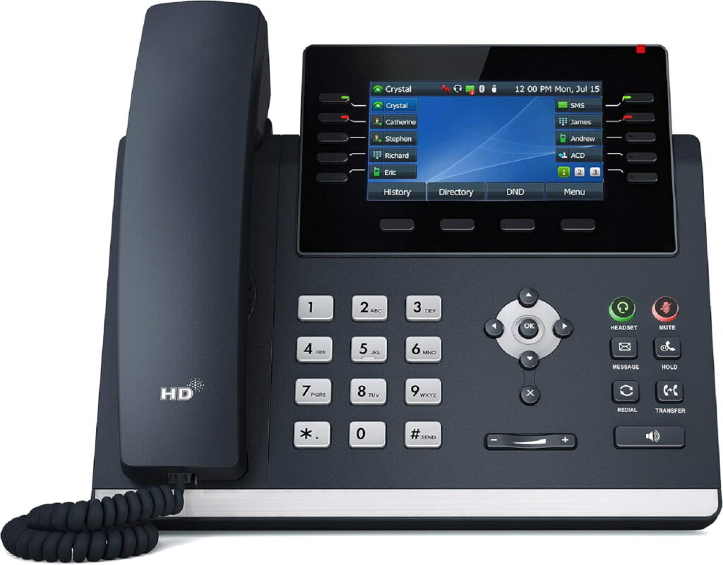 A standard desk phone